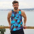 thumbnail image 6 of Cauagu Blue Butterflies Print Men's Sleeveless Muscle Shirts,Tank Tops Quick Dry Workout Tank Top Gym Muscle Tee Fitness Bodybuilding T Shirt for Men-4X-Large, 6 of 7