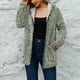 thumbnail image 2 of Chaqueta de Lana Difusa para Mujer Cremallera de Manga Larga Abrigo cálido con Capucha Retro Suelto para Mujer con Bolsillos para otoño e Invierno OD Green S, 2 of 8