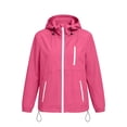 thumbnail image 6 of Sun Protection Rain Jacket for Women Lightweight Waterproof Zipper Pockets Hooded Raincoats for Outdoor Hiking Hot Pink, L, 6 of 7