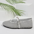 thumbnail image 6 of Lenago Mesh Ballet Flats for Women Mesh Flats Buckle Strap Mary Jane Ballerina Flats Slip On Casual Breathable Ballerina Shoes Summer Fashion Silver Size-6, 6 of 9