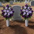 thumbnail image 6 of Ovzne Peacock Roses Artificial Flower Bouquet for Cemetery Holiday Memorial Decoration, 6 of 6