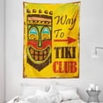 thumbnail image 1 of Tiki Bar Tapestry, Way to Tiki Club Vintage Poster Design Retro Grunge Polynesian Exotic Retro Print, Wall Hanging for Bedroom Living Room Dorm Decor, 60W X 80L Inches, Multicolor, by Ambesonne, 1 of 2
