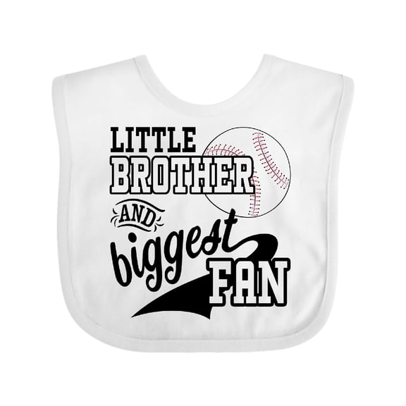 Inktastic Little Brother and Biggest Fan Baseball Family Fan Boys or Girls Baby Bib