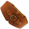 thumbnail image 5 of NUZYZ Women Faux Leather Buckle Elastic Wide Belt Strap Solid Color Waistband, 5 of 6
