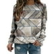 thumbnail image 1 of Camisas informales de manga larga para mujer, sudadera de cuello redondo con estampado de rombos geométricos, jersey de cuello redondo, Tops tipo túnica holgados Pompotops  FGAJ955, 1 of 6