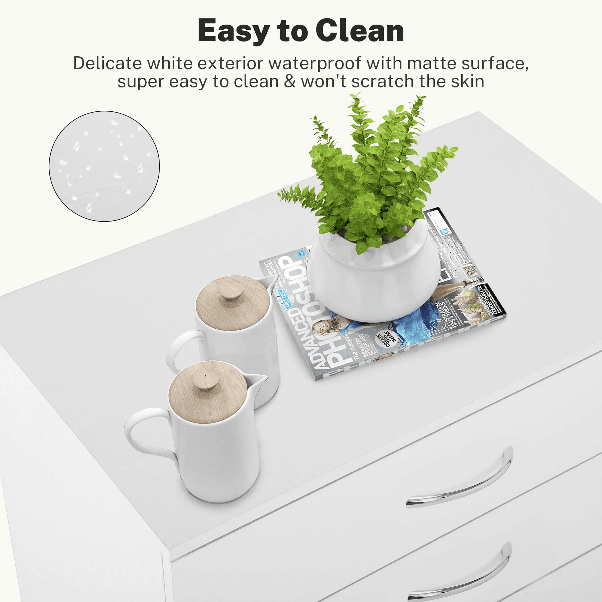 Enyopro 4 Drawer Dresser for Bedroom, White Wooden Chest of Drawers, Modern 4 Drawer Chest Storage Dresser for Closet, Living Room, Hallway