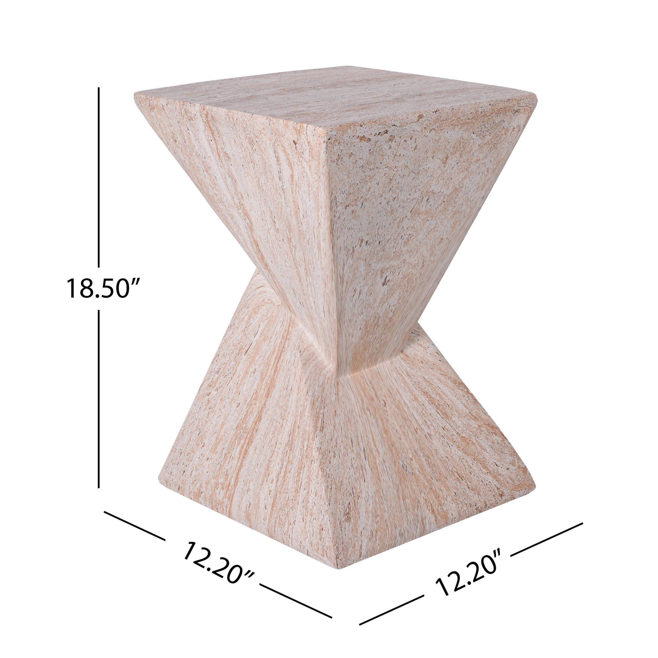Christopher Knight Home 18.5" Modern Geometric Concrete Accent Side Table, Beige Marble