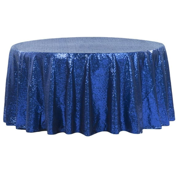 1 Pc, Glitz Sequins 132" Round Tablecloth - Royal Blue For Wedding Ceremonies & Receptions, Bridal Showers, Baby Showers, Quinceaneras, Anniversary Parties, Or Special Event