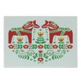 thumbnail image 1 of Polish Folk Cutting Board, Floral Ornament with Dala Horse Symmetric Design, Decorative Tempered Glass Cutting and Serving Board, in 3 Sizes, by Ambesonne, 1 of 2