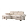 thumbnail image 5 of Ashton Beige Velvet Fabric Reversible Sleeper Sectional Sofa Chaise, 5 of 5