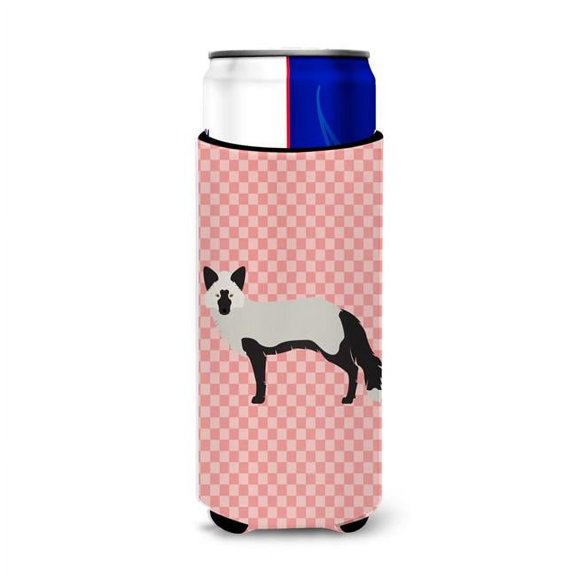 Carolines Treasures BB7871MUK Silver Fox Pink Check Michelob Ultra Hugger for Slim Cans