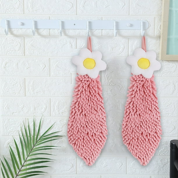 SHUOHONG 2 Pièces Essuie Main, Serviette Toilette En Chenille, Suspendus Serviette Main, Essuie Main Cuisine, Torchon Main, Essuie Main Salle De Bain Pour Cuisine, Salle Bain, Enfants Adultes (Gris