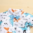 thumbnail image 4 of Franhais Baby Boys Summer 2PCS Pants Suit, Short Sleeve Dinosaur Button-Down Folded Collar Bow Blouse and Plain Drawstring Short Pants, 4 of 7
