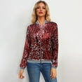 thumbnail image 5 of Manxivoo Womens Tops Spring and Autumn Women's Long Sleeve Sequined Long Sleeve Cardigan Jacket Top Jackets for Women Long Cardigans for Women Trendy Red M, 5 of 9