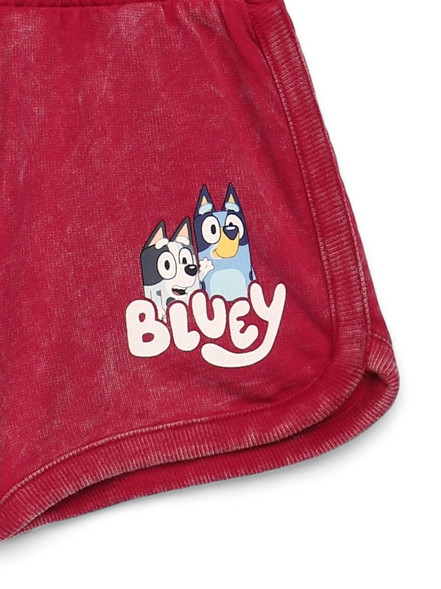 Bluey Toddler Girls Washed Crewneck Graphic Top and Shorts Set, 2-Piece, Sizes 12M-5T