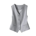 thumbnail image 2 of Women's Slim Fit Sleeveless Vest Cardigan with Buttons Solid Color Lightweight Layering Crop Jacket Top for Casual Wear Office Outfits GY1,L, 2 of 3