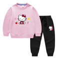 thumbnail image 4 of Hello kitty primavera y otoño nuevos niños usan pantalones de suéter para niños conjunto de dos piezas conjunto de manga larga de algodón sólido para bebé, 4 of 5