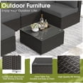 thumbnail image 4 of SOLAURA 7-Piece Patio Furniture Outdoor Black Wicker Rattan Sectional Sofa Set Conversation Set with Gray Cushions, 4 of 8