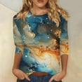 thumbnail image 4 of AKOEE 3/4 Sleeve Tops for Women Plus Size S-3X Graphic Tee Shirts Sky Galaxy Printed Cotton Crewneck Tshirts (3XL, Multicolor 06), 4 of 5