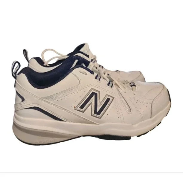 New Balance 608 White Navy Men 9 Casual Comfort Training Sneaker Shoes MX608V5