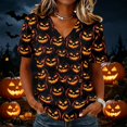 thumbnail image 2 of DORKASM Womens Halloween Shirts Short Sleeve Funny Print Fashion T Shirt V Neck Skeleton Pumpkin Fall Winter Tops Spooky 2026 Trendy Pullover Orange S, 2 of 5