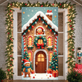 thumbnail image 2 of Festive Design Christmas Banner Gingerbread House Holiday Decor Snowy Scene for Winter Celebration Indoor Decoration Children Party, 2 of 9