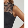 thumbnail image 4 of JWD Lace Top with Long Sleeves Stand Collar Embroidered Floral Design Ideal for Parties and Clubs Black Floral M, 4 of 4