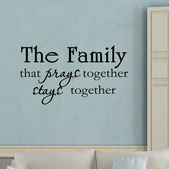 VWAQ The Family that Prays Together Stays Together Christian Religious Vinyl Wall Art Decal Quote Home Decor