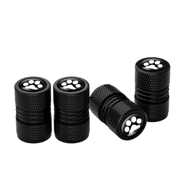 Car Tire Caps Tire Plug Core Caps Foot-Print Pattern Car Tire Plug Caps Aluminum Plug Caps Plug Caps Caps Suit for Car Motorcycle Bicycle Etc Set of 4 Car Set Cover Set