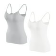 thumbnail image 2 of Njoeus White Tank Top Woman Ladies Tops and Blouses 2 Pack Camisole Tops for Women Shelf Bra Comfy Spaghetti Strap Tank Top with Built in Bras Basic Cami Undershirt Summer Clothing Summer Savings, 2 of 5