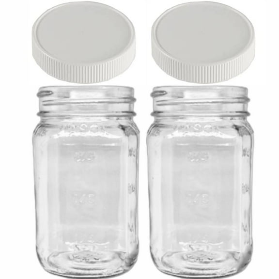 Jarming Collections 16oz Regular Mouth Mason Jars with BPA-Free Plastic Lids – Made in USA