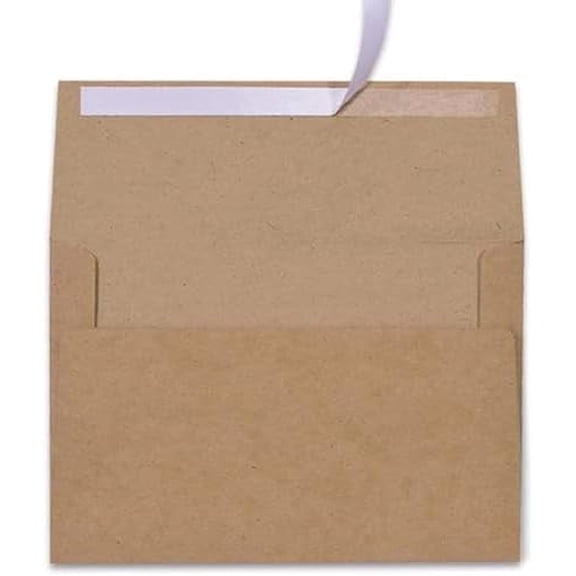 100 Pack A7 Brown Kraft Paper Envelopes 5.25 x 7.25 Inches, Quick Self-Seal Invitation Envelopes for 5x7 Cards, Perfect for Weddings, Birthdays, Office Stationery & Greeting Cards