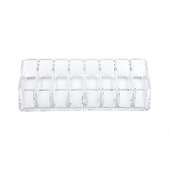 Organizador compacto más grande de acrílico transparente de 8 rejillas, caja de almacenamiento con soporte para polvos para cejas