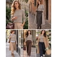 thumbnail image 6 of QUALFORT Women’s Crew Neck Pullover Sweater, Soft Midweight Long Sleeve Wool Blend Knit Top, Coffee, Size XL, 6 of 7