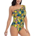 thumbnail image 3 of Uemuo Retro Boho Elephants Print Women's One Piece Swimsuit Asymmetrical Neck Bathing Suit One Shoulder Side Cutout Ruffle Swimwear-XX-Large, 3 of 6