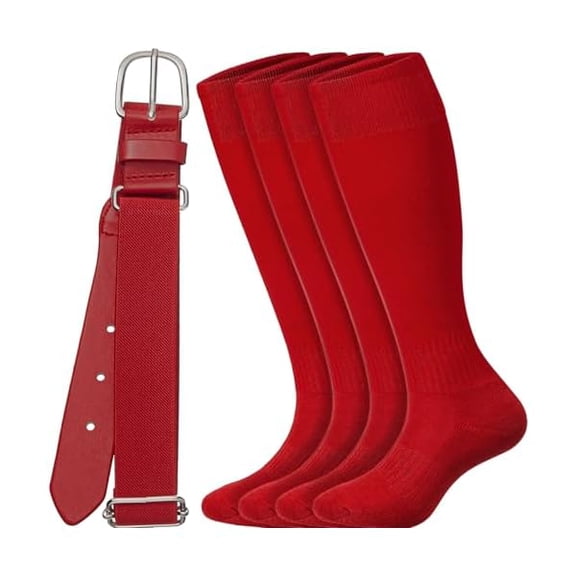 EryueerBaseball Socks and belt Combo Set Men's Baseball Belt with Softball Sock Elastic Waist Belts