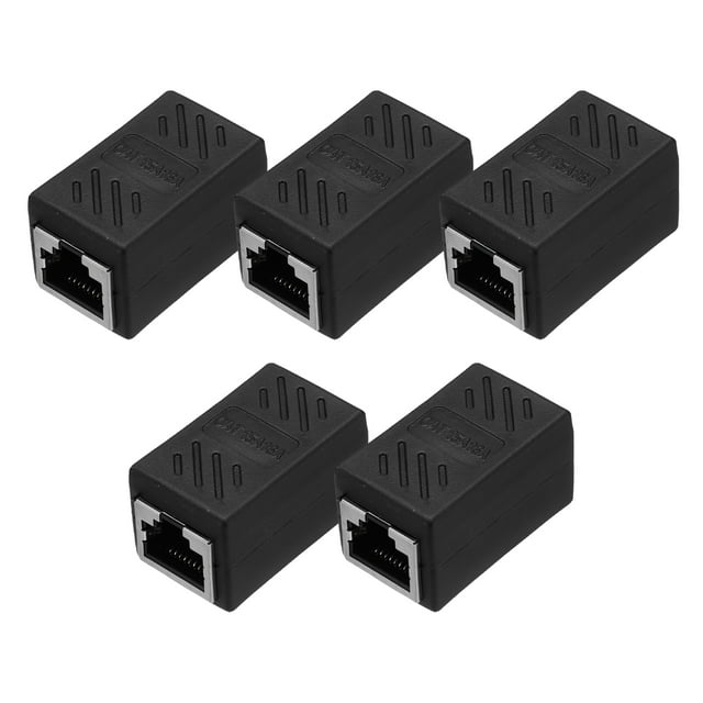 Uxcell 5 Pack RJ45 Ethernet Coupler, Female to Female Cat6 Coupler Ethernet Extension Adapter Network Connector Black
