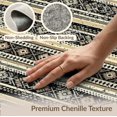 thumbnail image 6 of ODIKA 2'x3' Washable Samll Area Rug Striped Tan Boho Distressed Border Bands Motifs Banded Ivory Flowing Dynamic for Entryway, Kitchen, Laundry Room, Non-Slip, Low Pile, 6 of 7