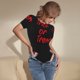 thumbnail image 3 of Balery Happy Halloween2 Body de cuello redondo de manga corta para mujer Tops de manga corta Tops básicos-X-Large, 3 of 7