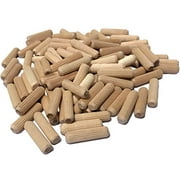 100 Pack 3/8" x 1 1/2" Wooden Dowel Pins Wood Kiln Dried Fluted and Beveled, Made of Hardwood