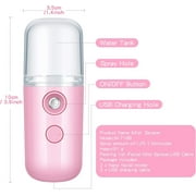 Innotech 30ml USB Rechargeable Humidifier Skincare Nano Facial Mister, Black & Pink, 2-Piece