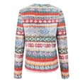 thumbnail image 4 of Bovemsi Sweaters for Women Cozy Women's Knitted Isle Print Retro Sweater Casual Loose Crewneck Long Sleeve Cropped Pullover Tops Fall Sweaters, 4 of 5