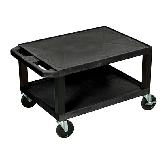 16" H Multipurpose Audio Video Utility Cart With 2 Shelves - Black
