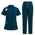 thumbnail image 3 of Conjunto de uniforme de enfermería, ropa de trabajo transpirable, traje para salón de belleza y peluquero de mascotas. Verde azulado, 3 of 9