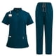 thumbnail image 3 of Conjunto de enfermería, uniforme de trabajo suave, traje para spa, cosmetología, centro de belleza. Verde azulado, 3 of 9