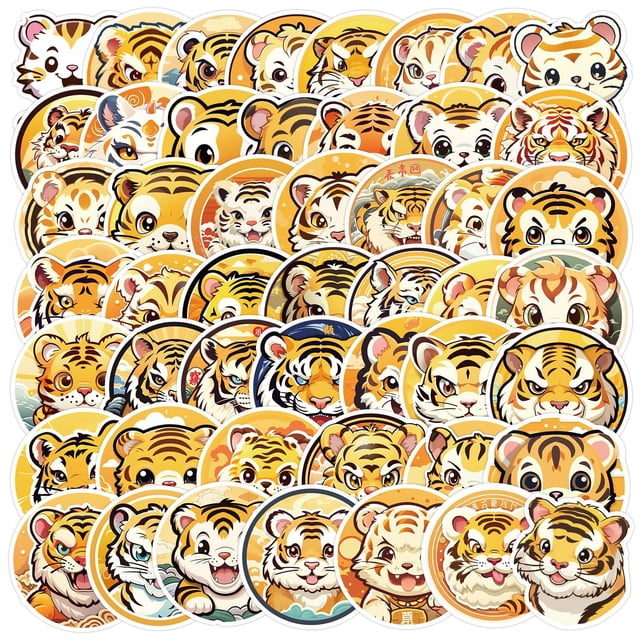 Calcomanías de grafiti impermeables Stickers Tiger, 50 unidades, para portátil