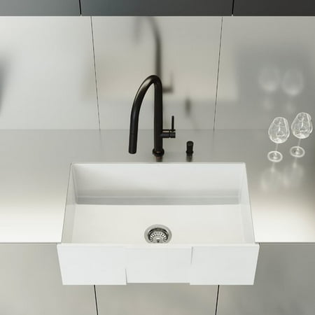 Vigo Matte Stone 30 X 18 Farmhouse Kitchen Sink With Faucet