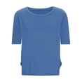 thumbnail image 5 of SROBPTY Womens T-Shirts Solid Crew Neck Short Sleeve with Cutout Loose Breathable Summer Tops for Everyday Wear, 5 of 5