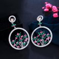 thumbnail image 5 of EOEMY Fancy Flower Round Dangle Drop Long Party Earrings For Women Cz Crystal Jewelry, 5 of 8