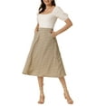 thumbnail image 2 of INSPIRE CHIC Women's A-Line Midi Skirt Floral Print Chiffon Vintage 2024 Summer Skirts L Khaki, 2 of 6